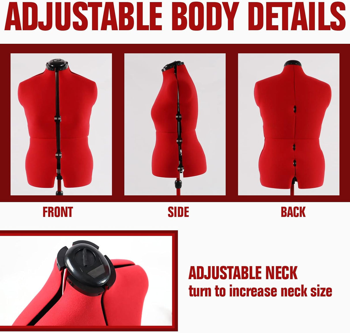 Maniquí Ajustable para Costura, 13 Diales, Base Rodante, S-M