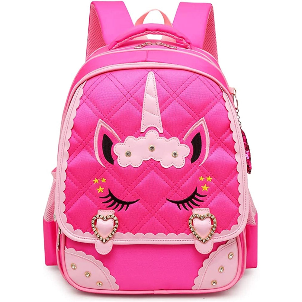 Morral escolar de cara de unicornio con lentejuelas