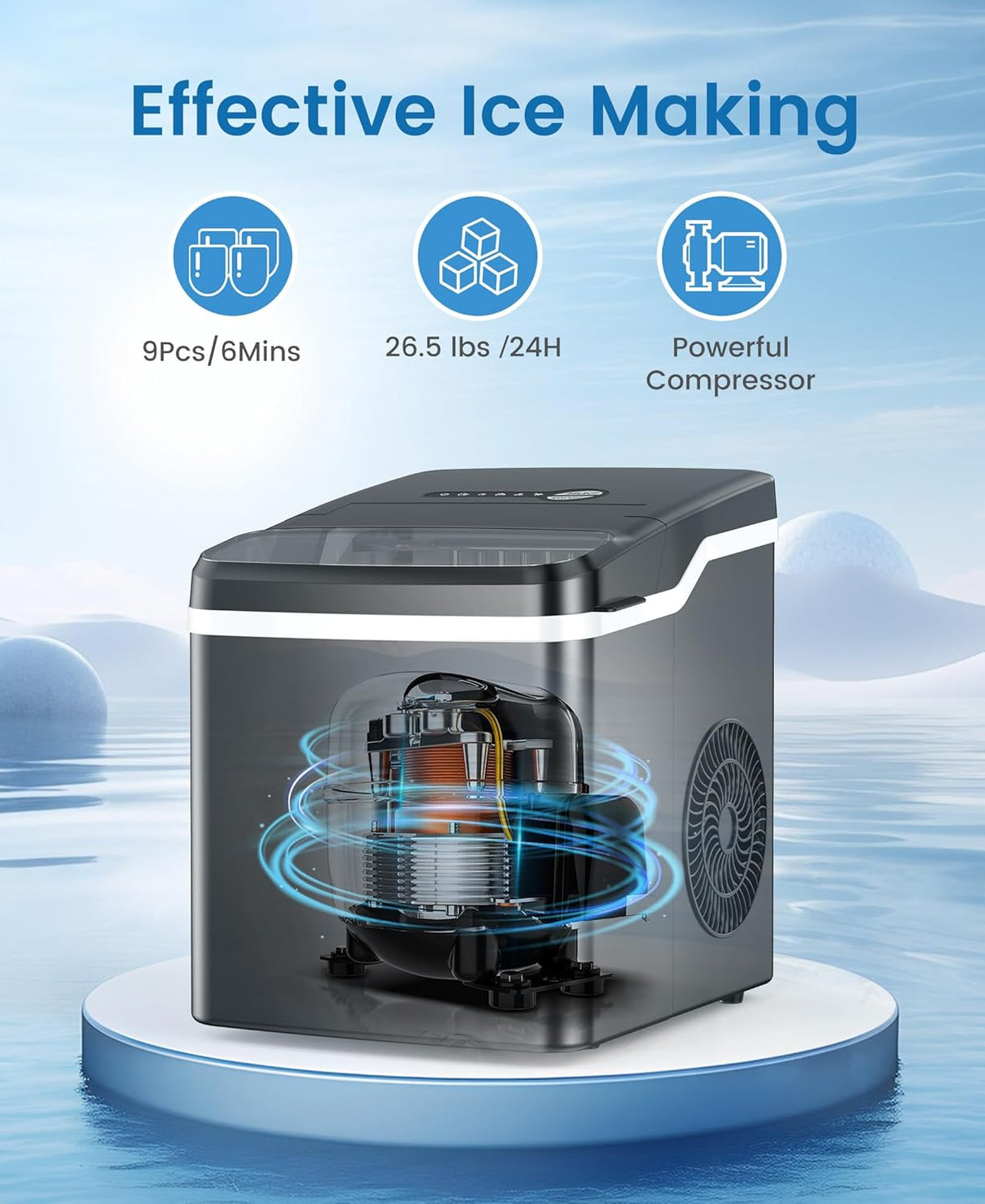 Máquina de hielo autolimpiante con cesta Z4701-BLACK COWSAR