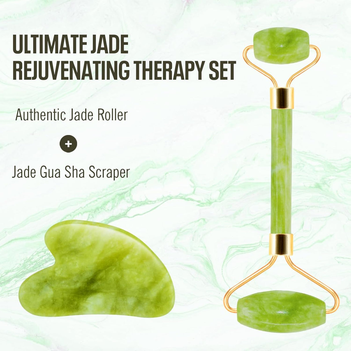 Rodillo de jade y herramientas faciales Gua Sha Disemot