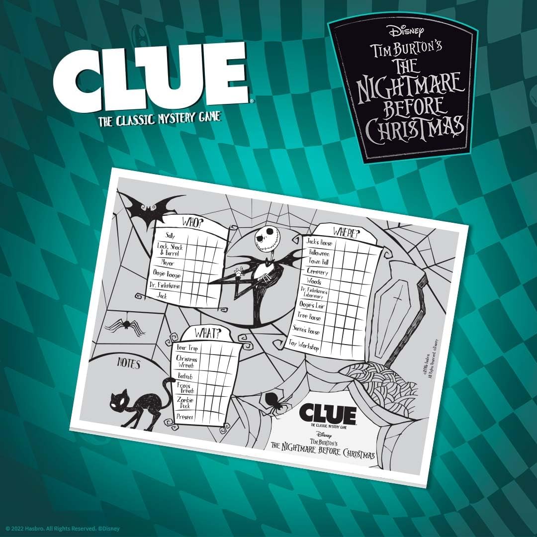 Juego de Clue: Disney El extraño mundo de Jack, personajes icónicos