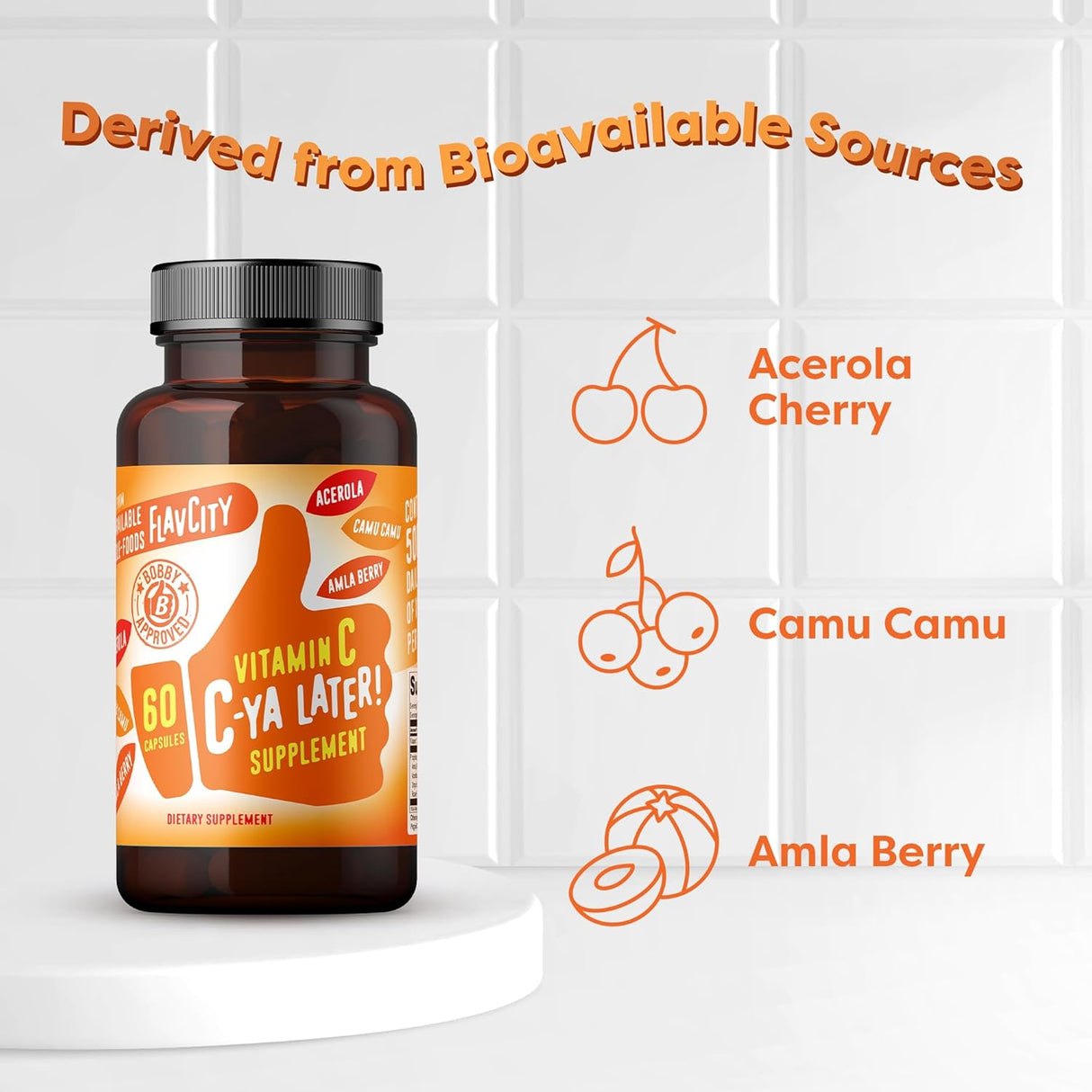 Suplemento de Vitamina C FlavCity, Inmunidad, 60 cápsulas