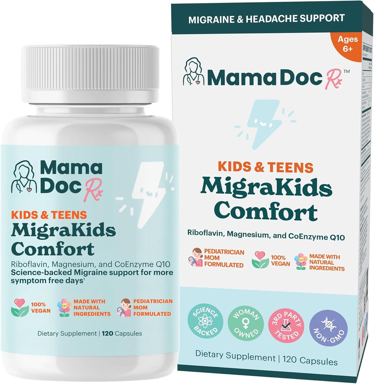 MigraKids Comfort | Suplemento para migraña infantil, 120 cápsulas