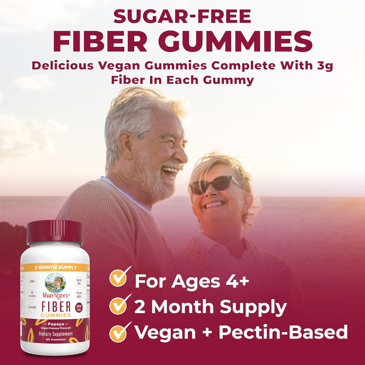 Suplementos de fibra para adultos Suministro de 2 meses