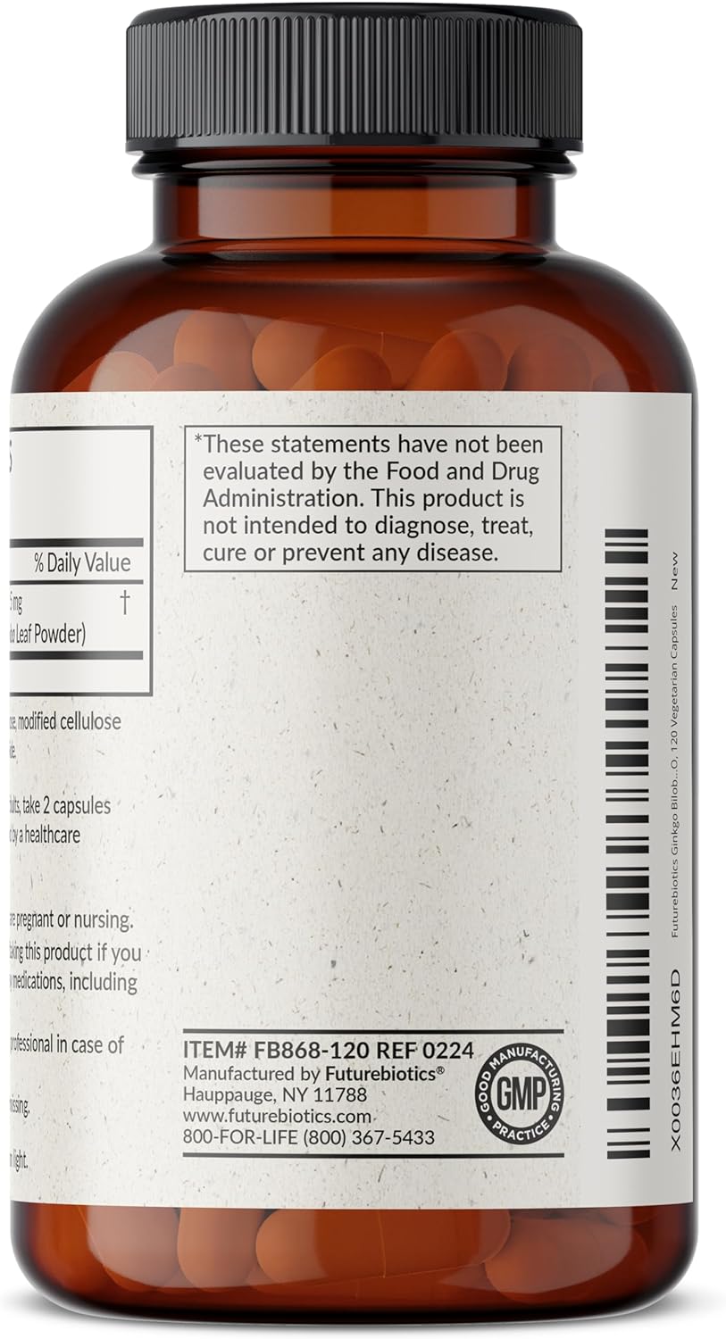 Ginkgo Biloba 500mg Extra Strength - Sin OMG, Cápsulas Vegetarianas