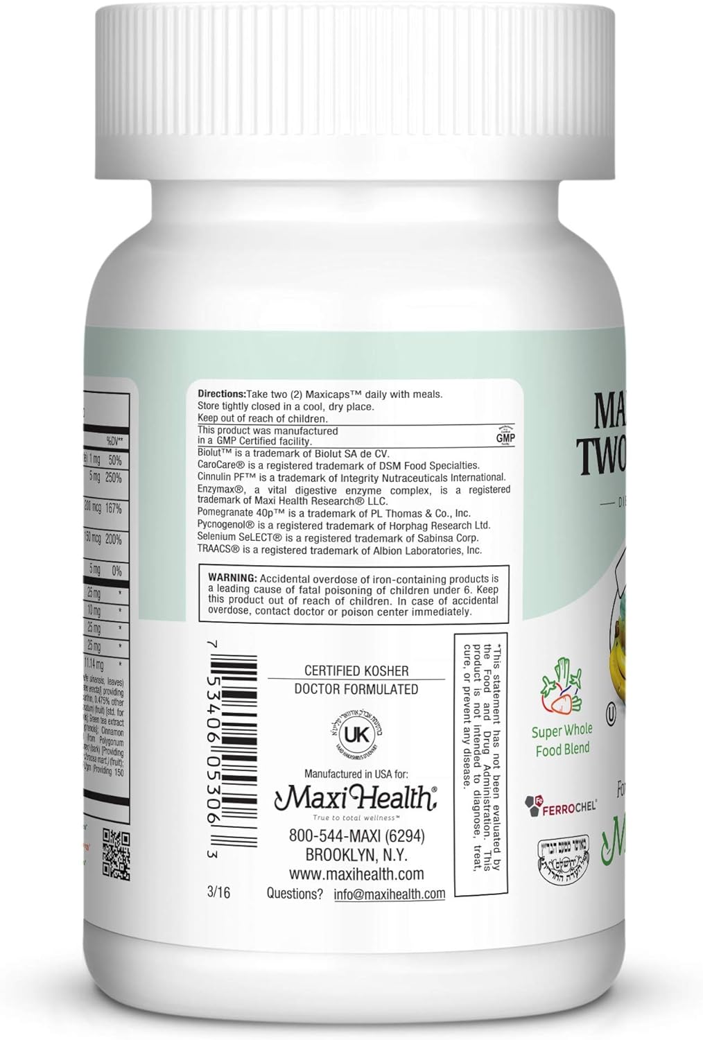 Maxi Health Two Complete - Multivitaminas y Minerales 60 Cáp