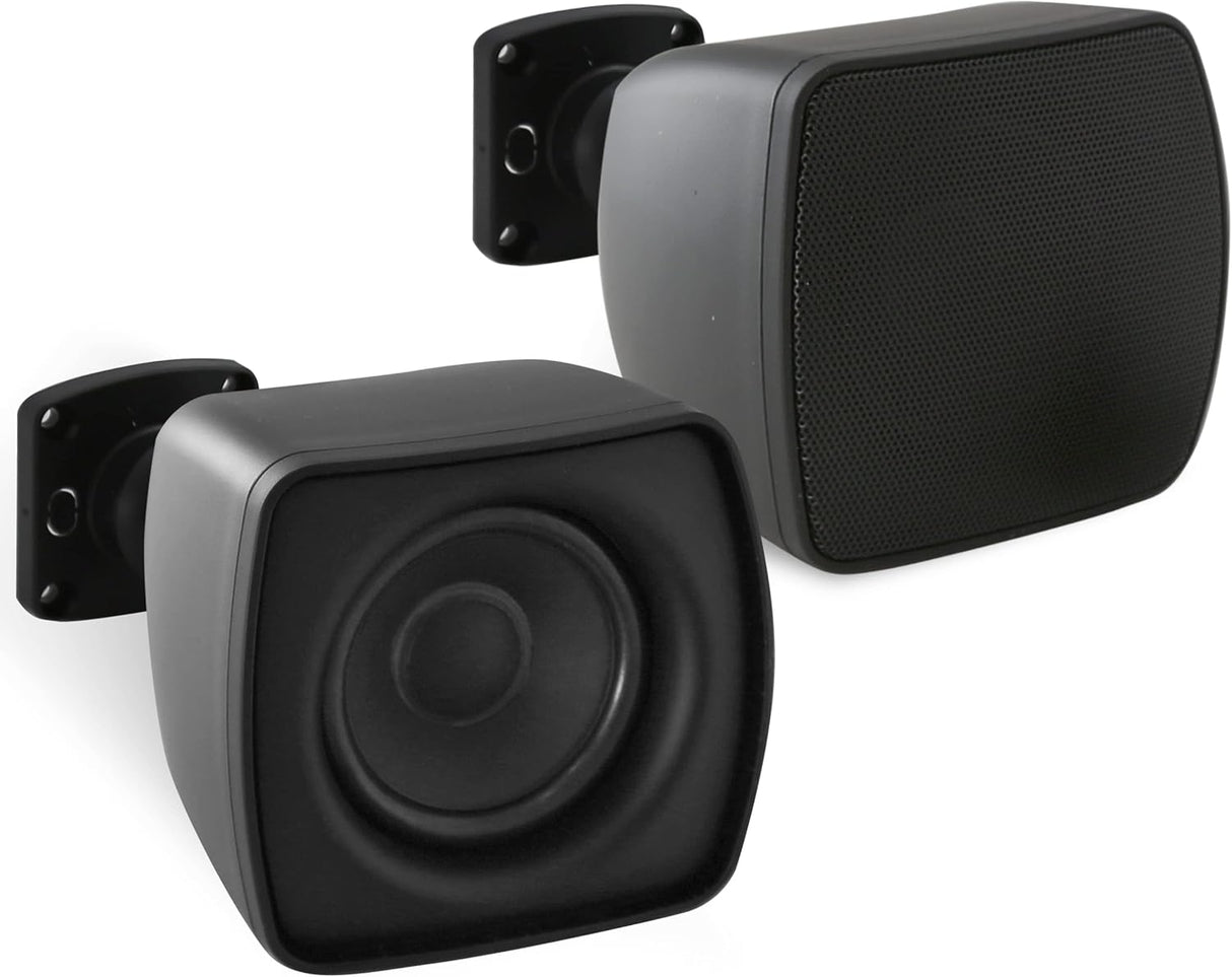 Pyle Mini altavoz satelital, sistema de altavoces satelitales de montaje en superficie de 3 pulgadas para subwoofer (par), uso para sistema de altavoces satélites, elegante y minimalista PD4STP
