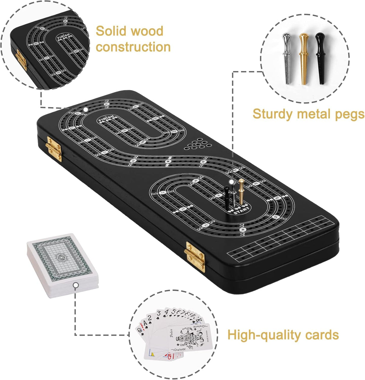 Juego de Cribbage Portátil con 3 Rutas y 9 Pegs, Juego de Mesa