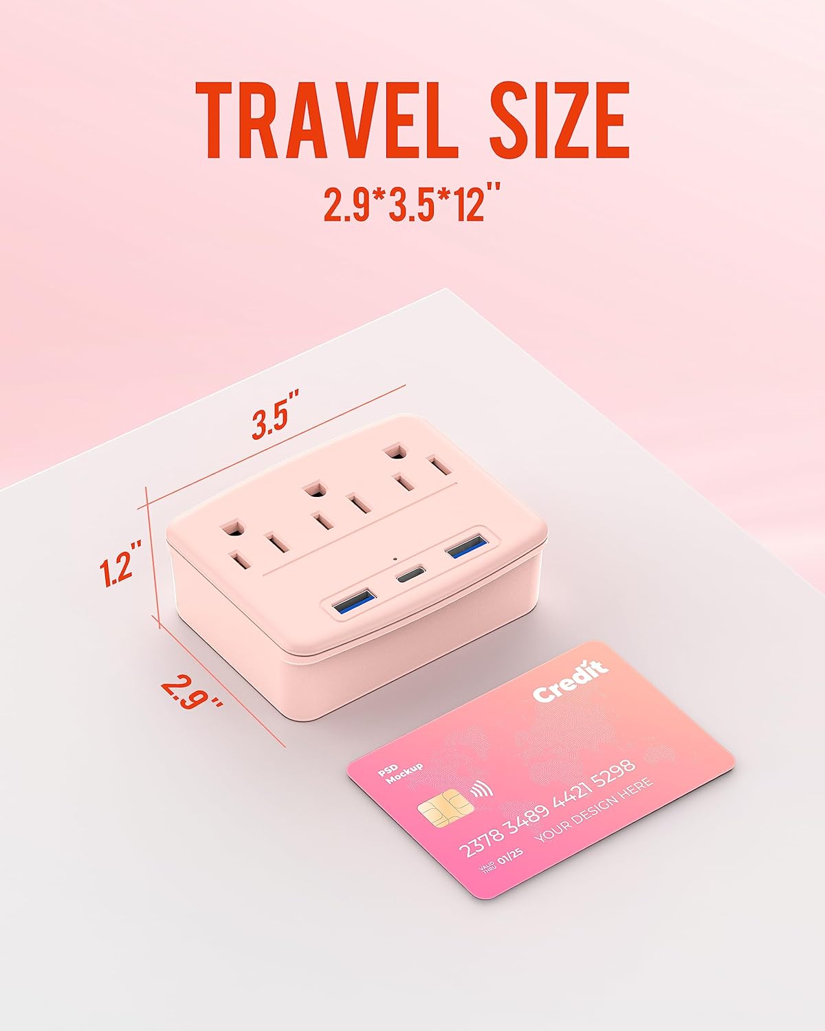 Regleta de alimentación de crucero plegable de 2 piezas rosa