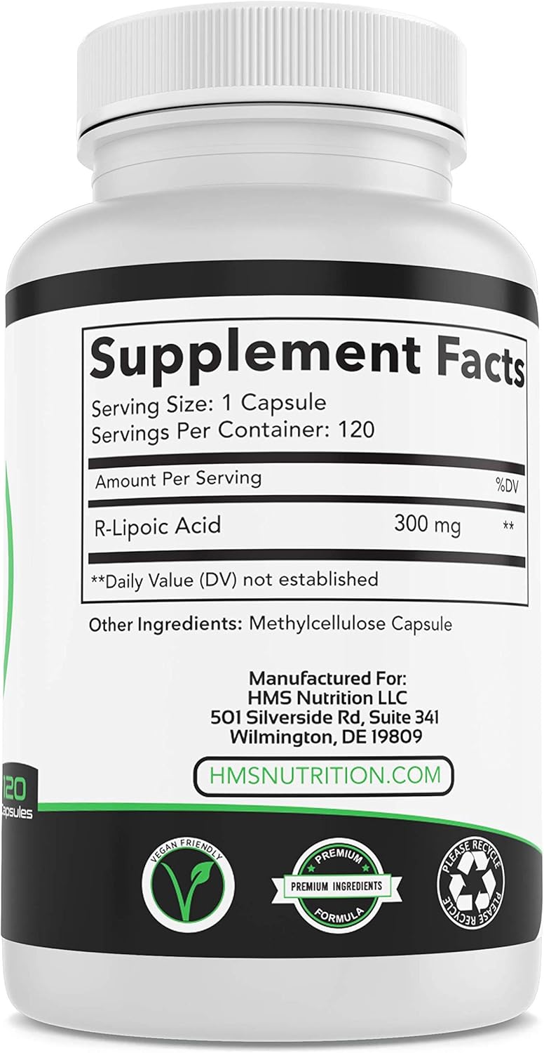 Suplemento Ácido R-lipoico 300 mg por cápsula, 120 unidades