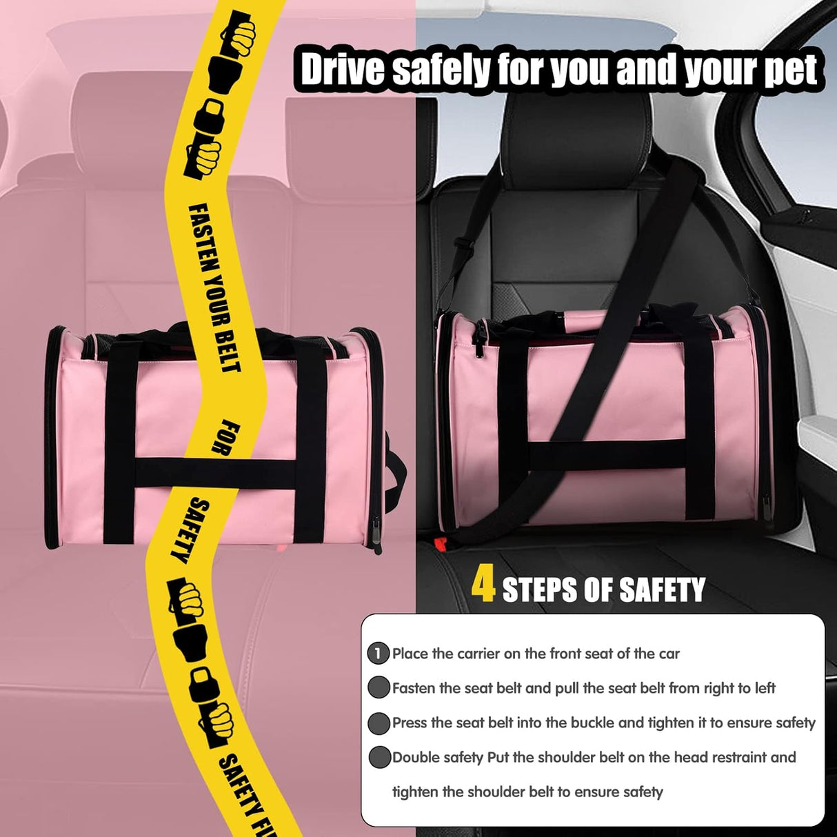 Transportadora para Gatos y Perros, Aprobada, Mediana, Rosa