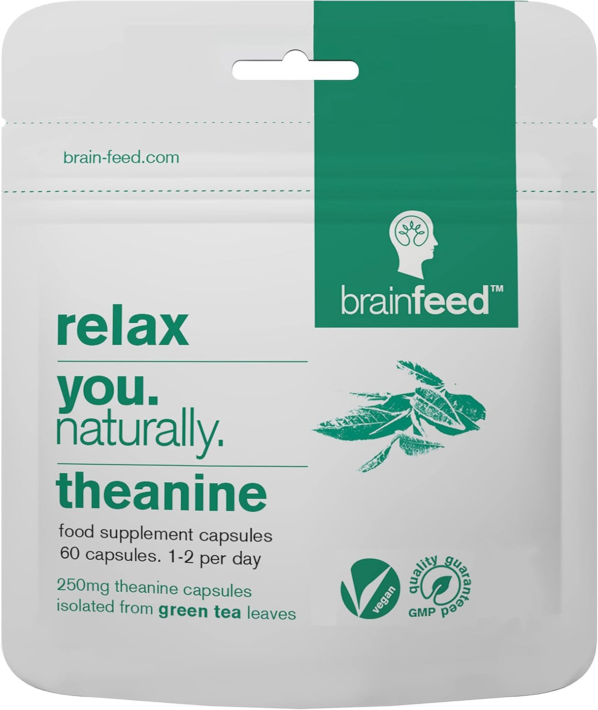 Cápsulas naturales de teanina L 250 mg de polvo brain feed