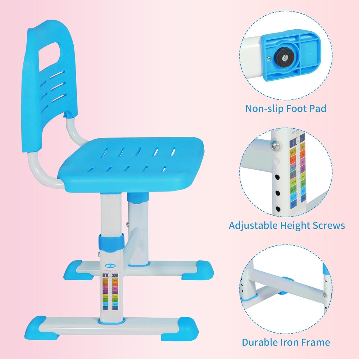 Escritorio y Silla Ajustables para Niños con Luz LED y Cajón