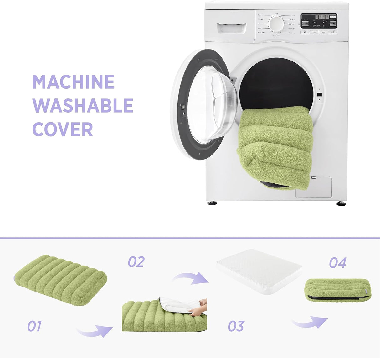 Cama de espuma para perros grandes plana impermeable verde