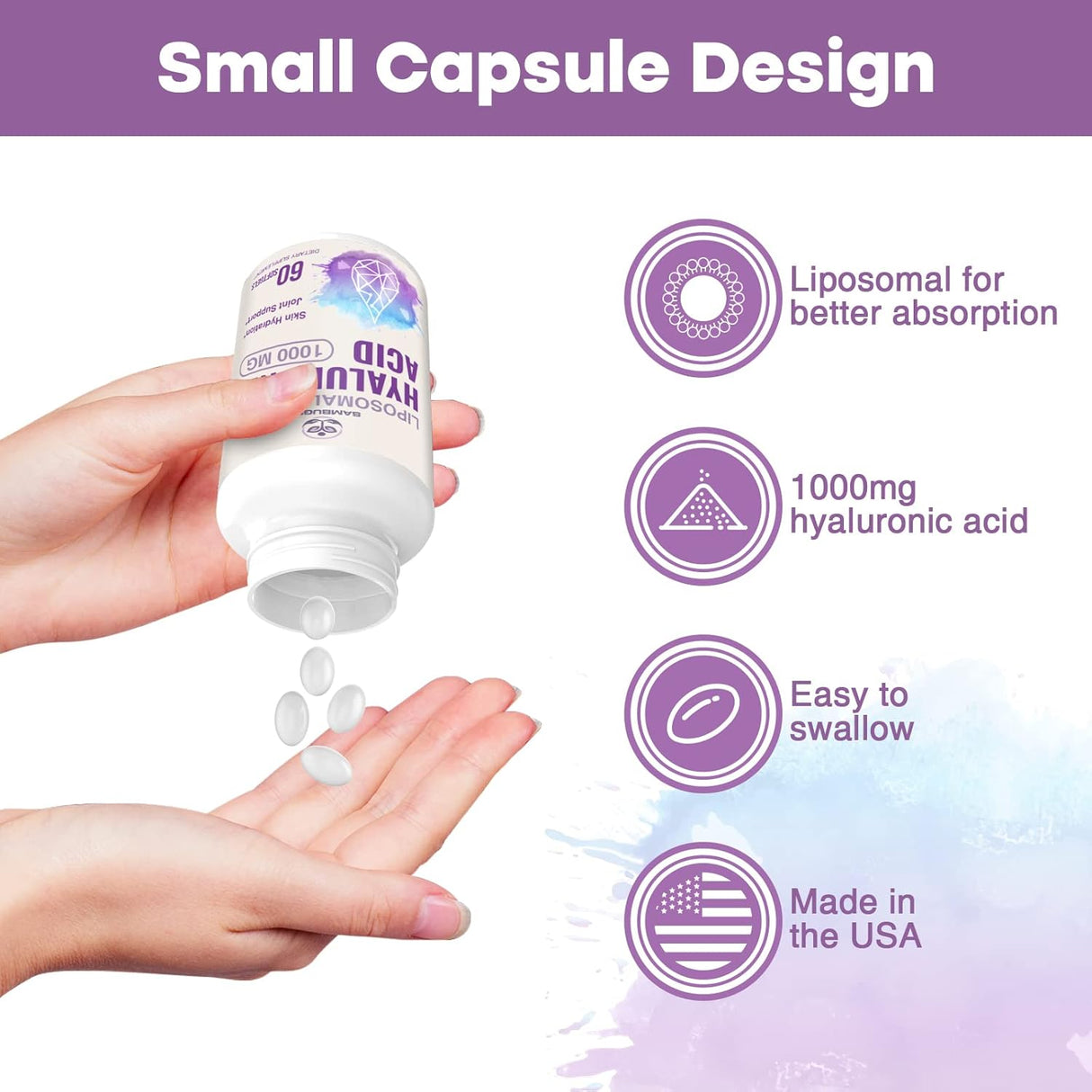 Cápsulas de ácido hialurónico liposomal suplementos de ácido