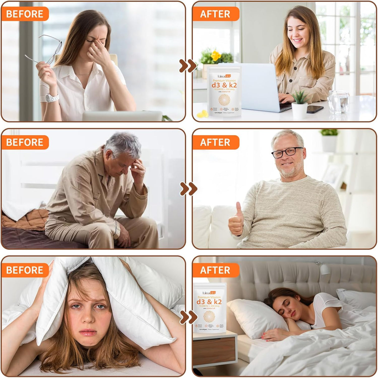 Suplemento de Vitamina D3 K2, 10000 IU, Salud Ósea y Inmunidad