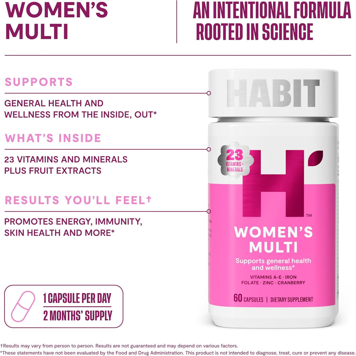 Suplemento Multivitamínico Habit, 23 Vitaminas y Minerales, 60 Cápsulas