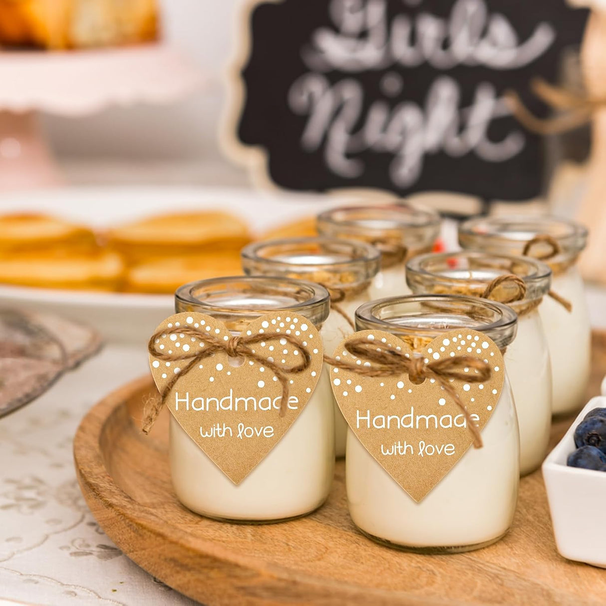 G2PLUS Etiquetas de regalo hechas a mano con cuerda, 100 u