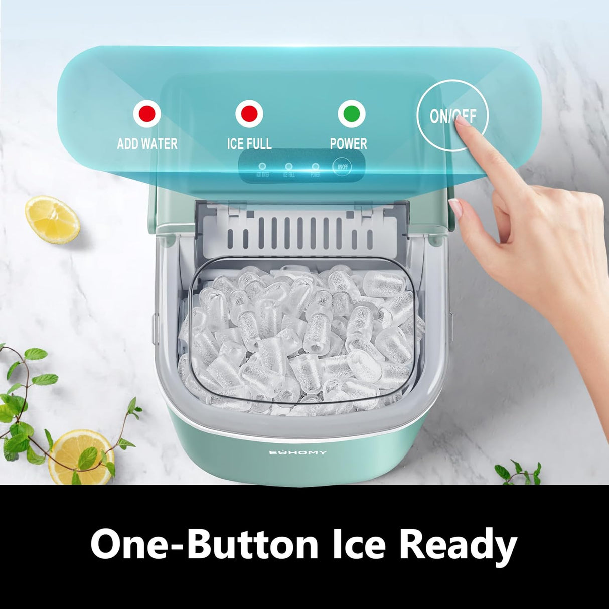 Máquina de Hielo EUHOMY, 26lbs/día, 9 cubos en 6 mins