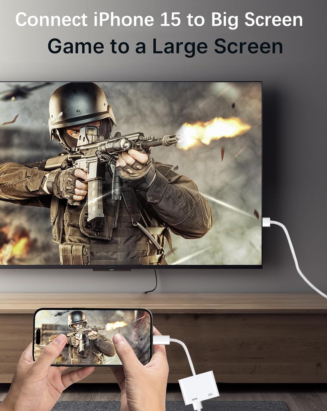 Adaptador USB C a HDMI 4K 60Hz MFi para iPhone 15/16 y más