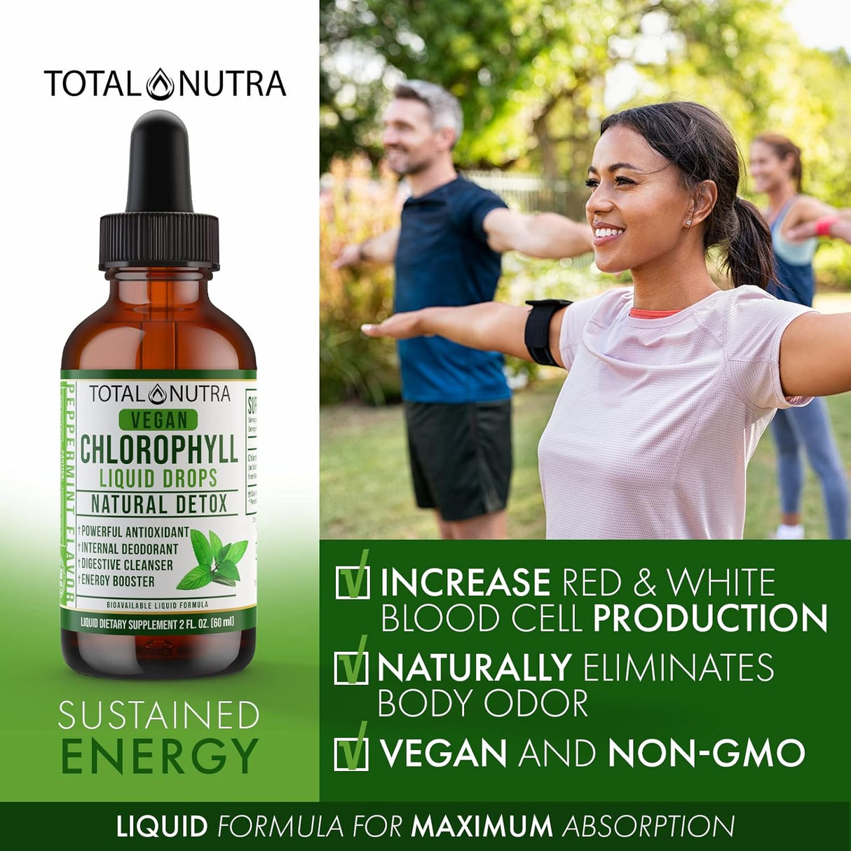 Suplemento Gotas líquidas de clorofila con sabor a menta 2oz