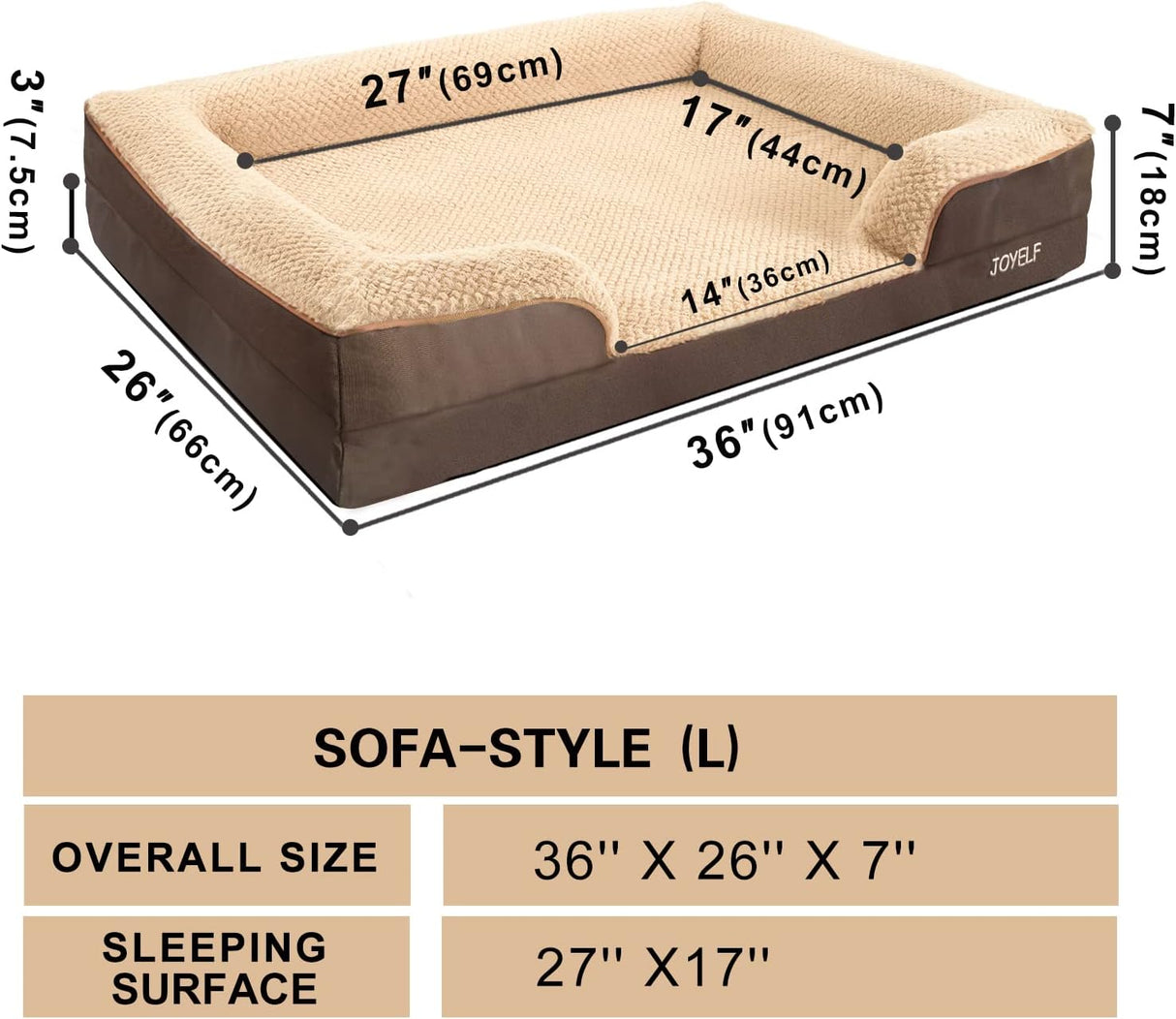 Cama ortopédica para perros grandes JOYELF, espuma, impermeable