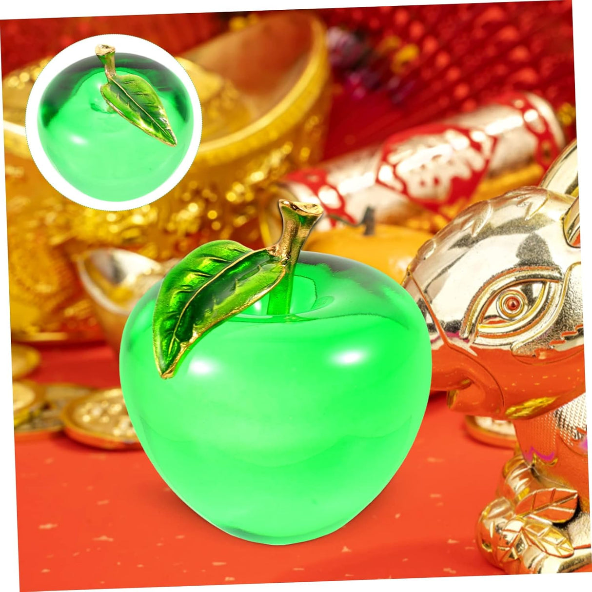 Adorno de Manzana de Cristal PRETYZOOM, Decoración Navideña