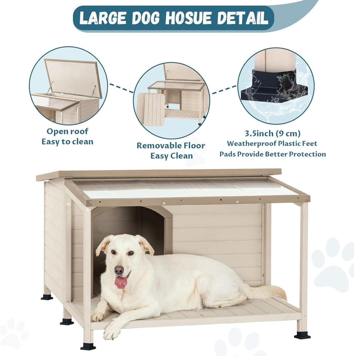 Casa para perros grandes techo de asfalto de PVC Petsfit