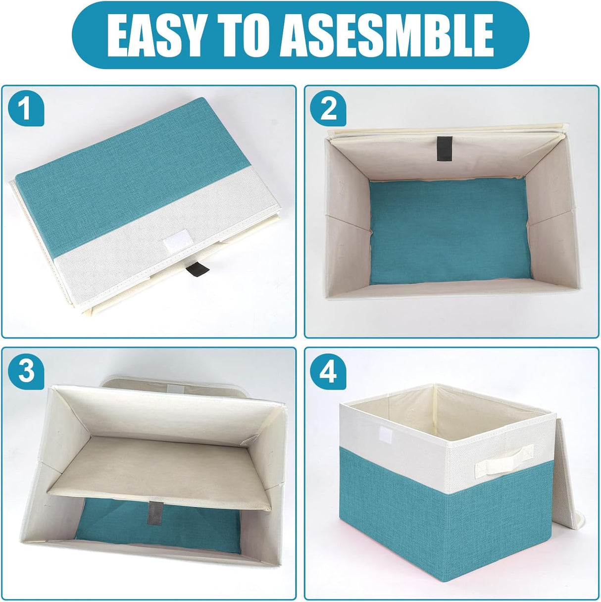 Cesta organizadora plegable de tela, 22 cuartos, tapa flip-top