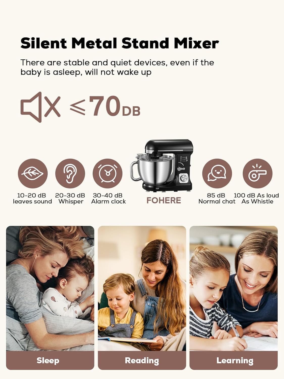 Batidora de pie Fohere, 6+ P, gancho de masa doble, acero inoxidable