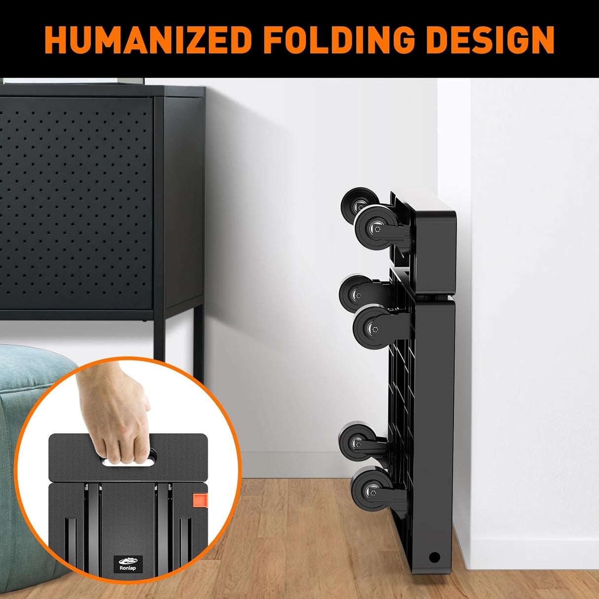 Carretilla Plegable Ronlap, Capacidad 500lbs, 6 Ruedas, Modelo