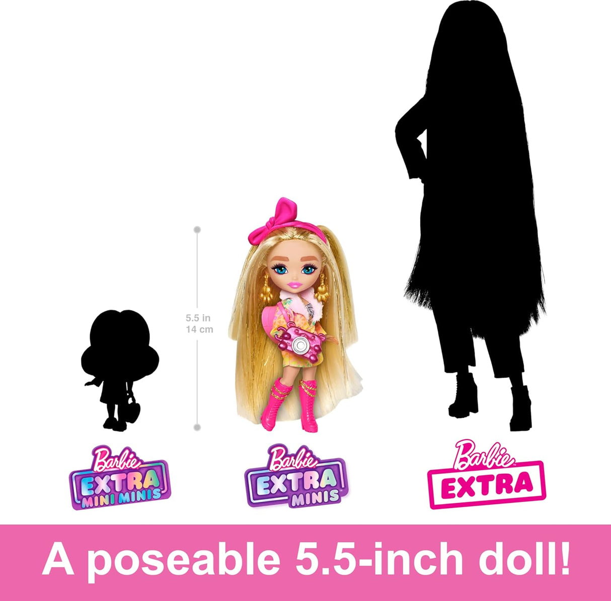 Barbie Extra Fly Minis Muñeca Viaje con Pelo Largo y Atuendo Animal 5.5