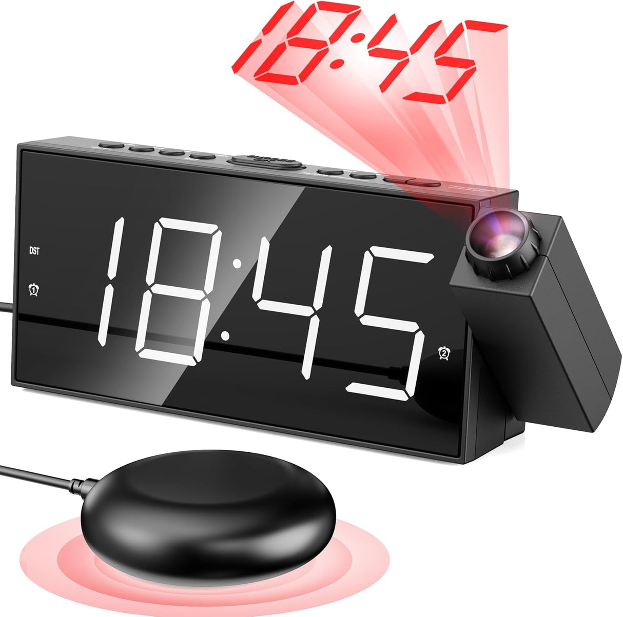 Reloj Despertador Digital Proyector con Vibrador y USB
