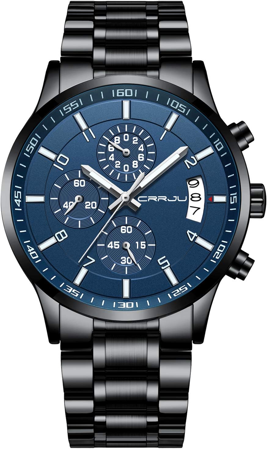 Reloj de acero inoxidable de hombre negro CJ2214BK-BE CRRJU