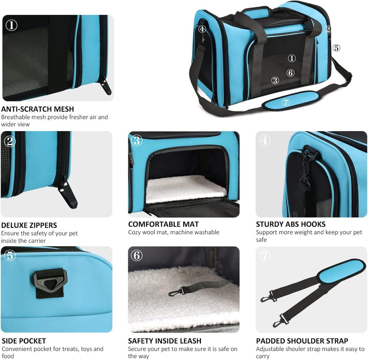 Transportador grande para mascotas Henkelion, suave y colapsable