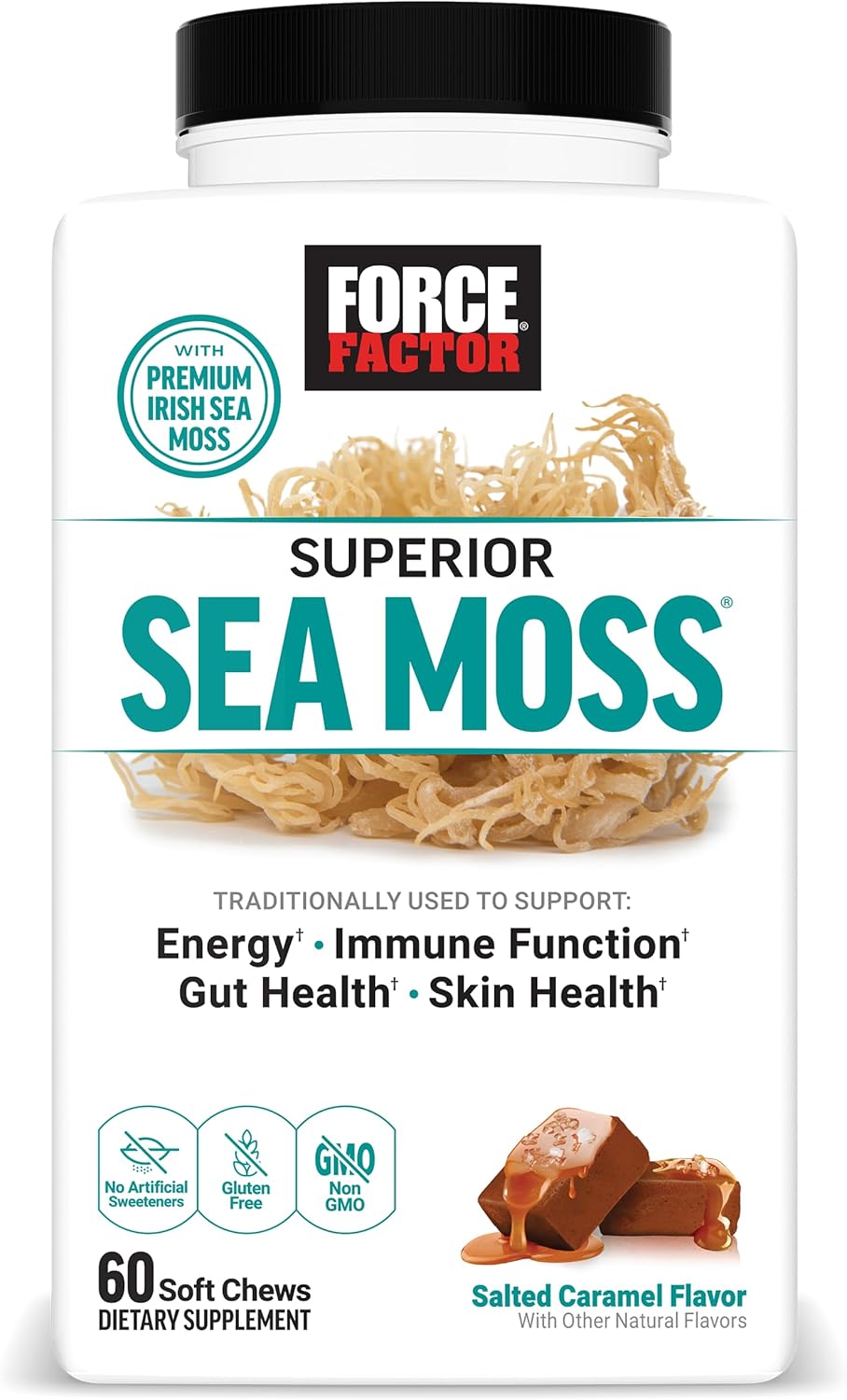 Force Factor Sea Moss, Suplemento Irish, Energía, Inmuno, 60 Soft Chews