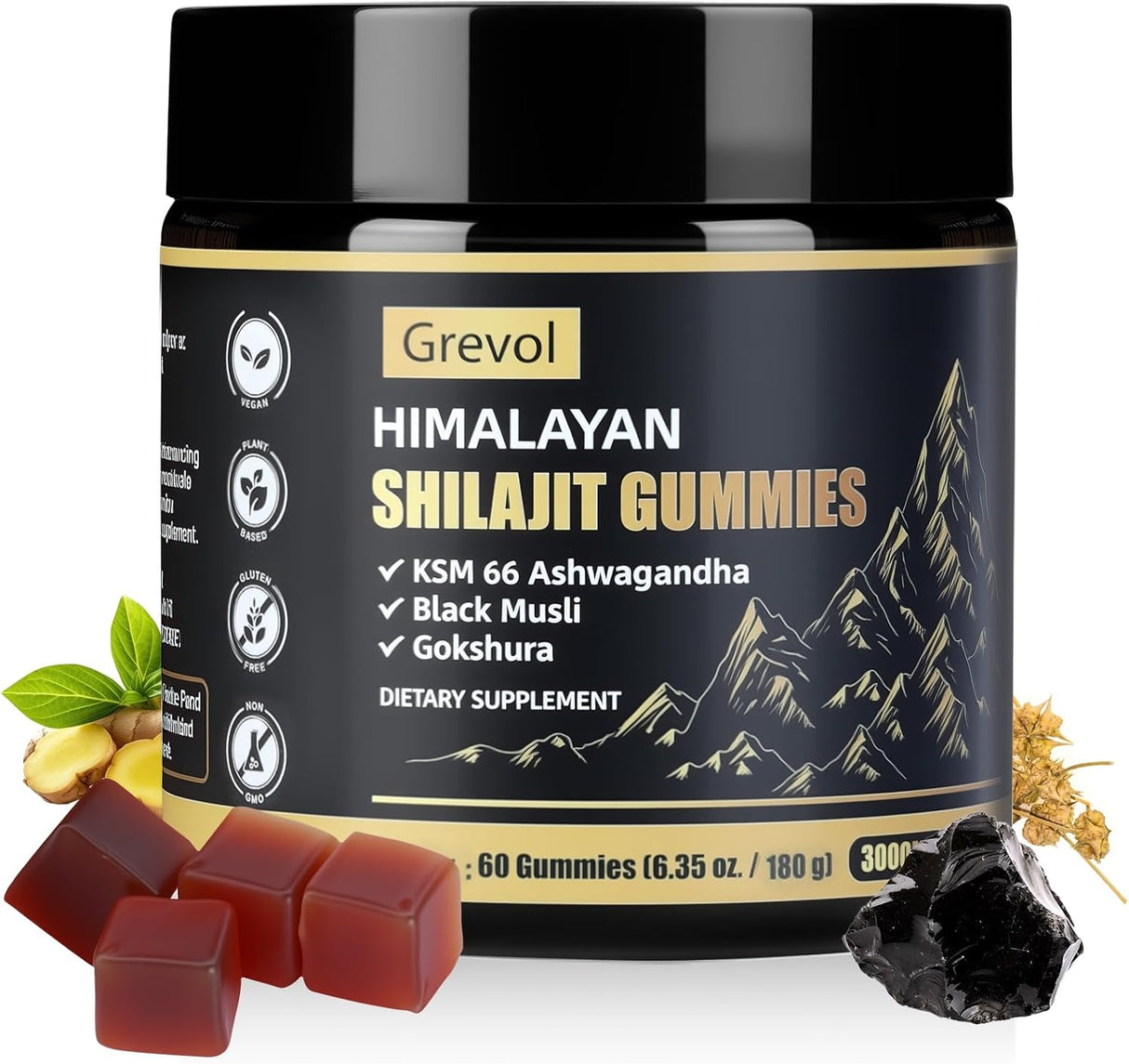 Gomitas de Shilajit Himalayo con Ashwagandha, 60u