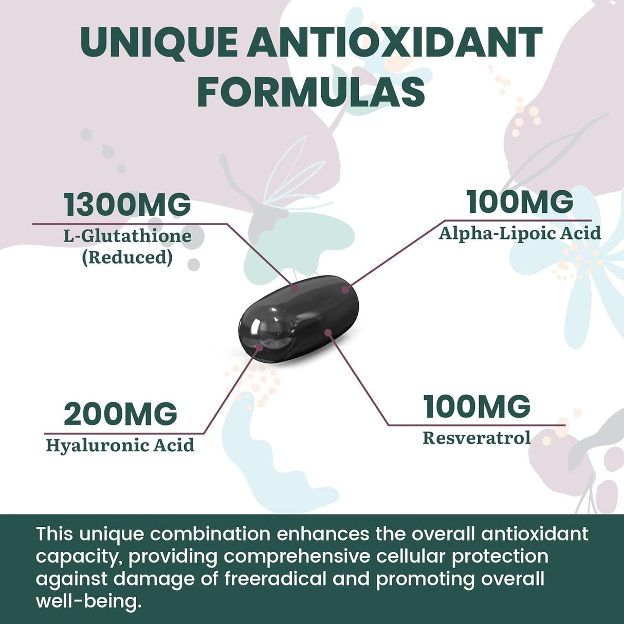 Suplemento de glutatión con ácido hialurónico resveratrol