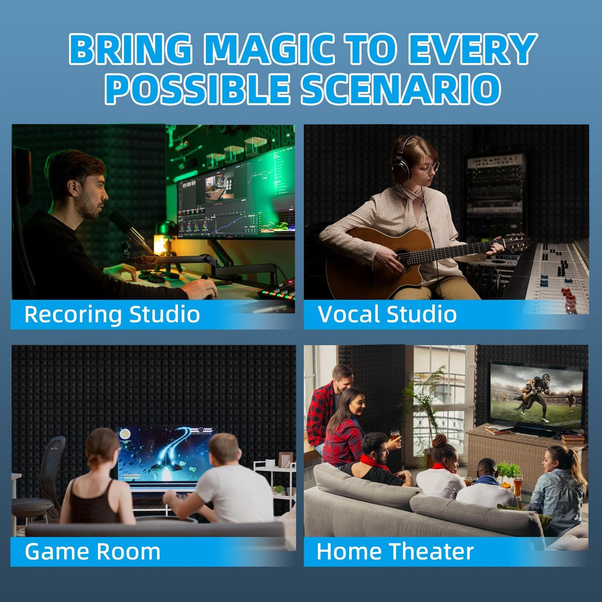 Paneles Acústicos de Espuma Alta Densidad 36 Piezas 2×12