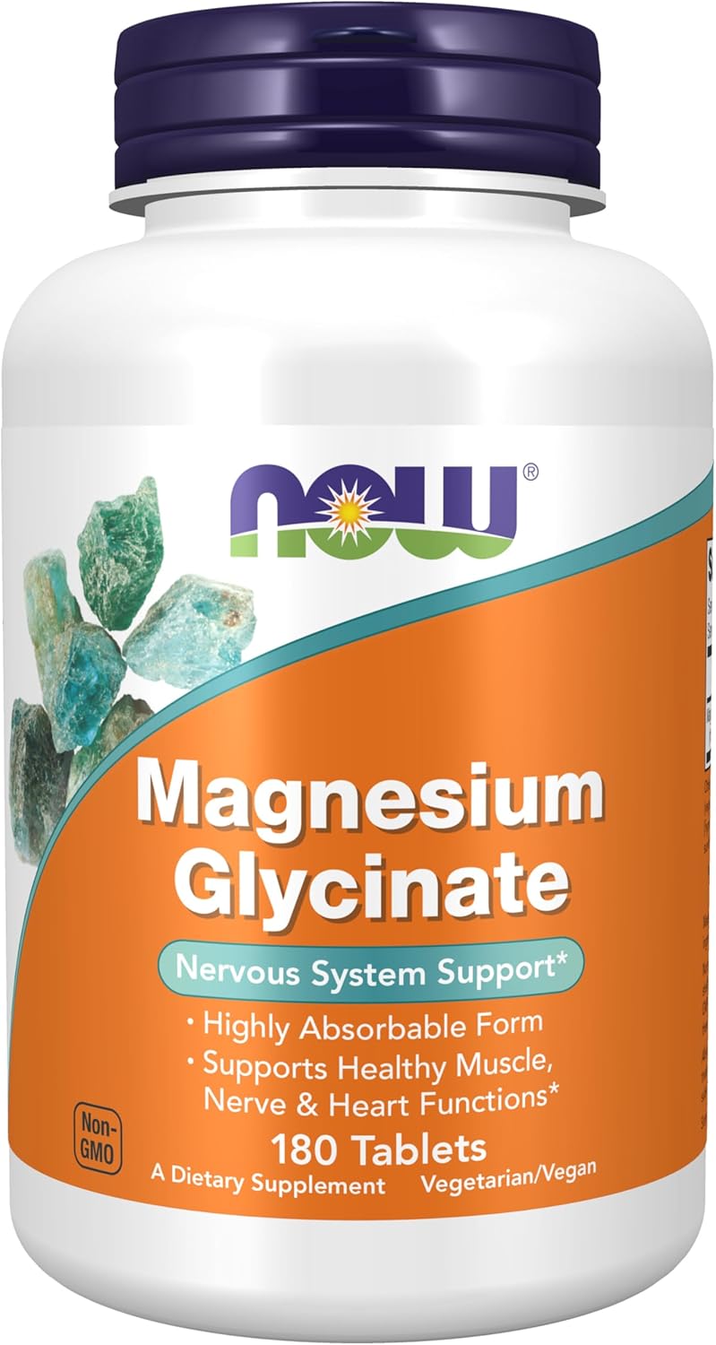 Suplemento MAGNESIO GLICINATO 100mg NOW Foods 180Tabletas