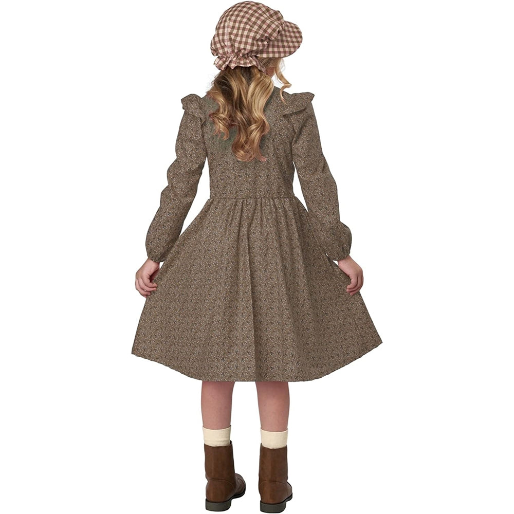 Disfraz para niña (marrón) de Frontier Settler talla M