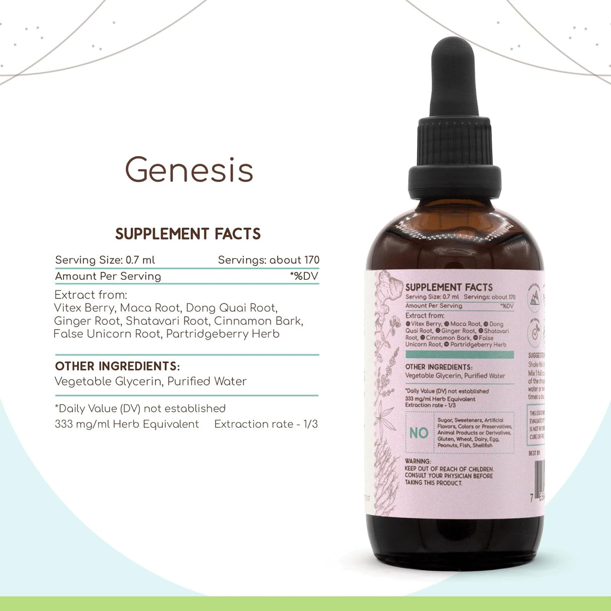 Suplemento Genesis B120 Tintura de extracto sin alcohol 4 oz