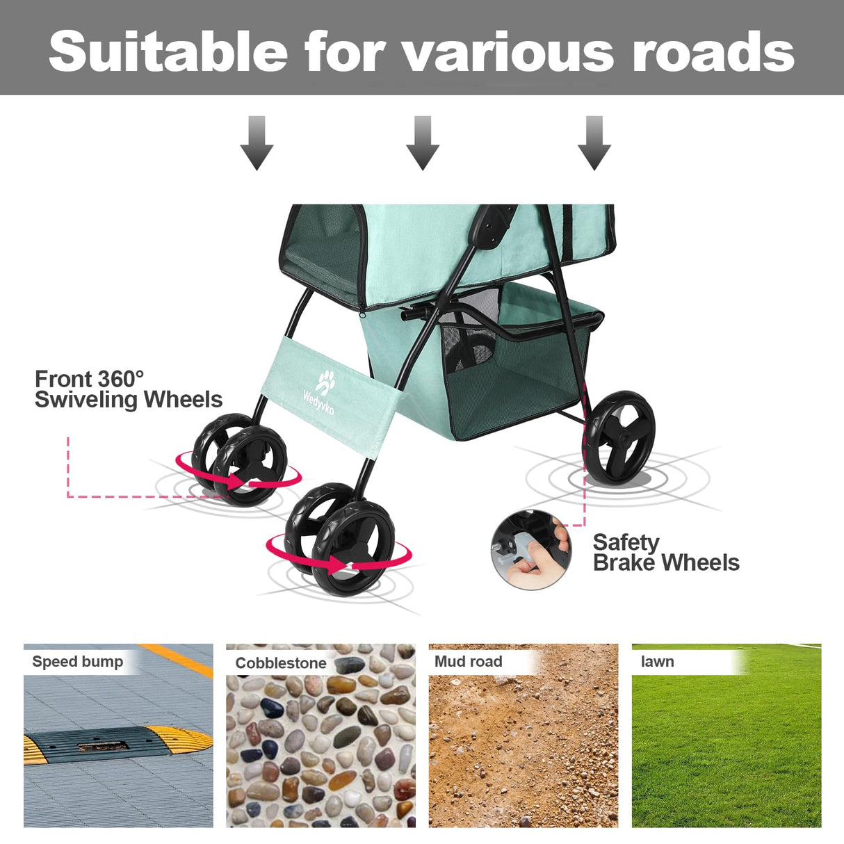 Carrito para Perros, Stroller, Plegable y Ligero, Modelo Jogger