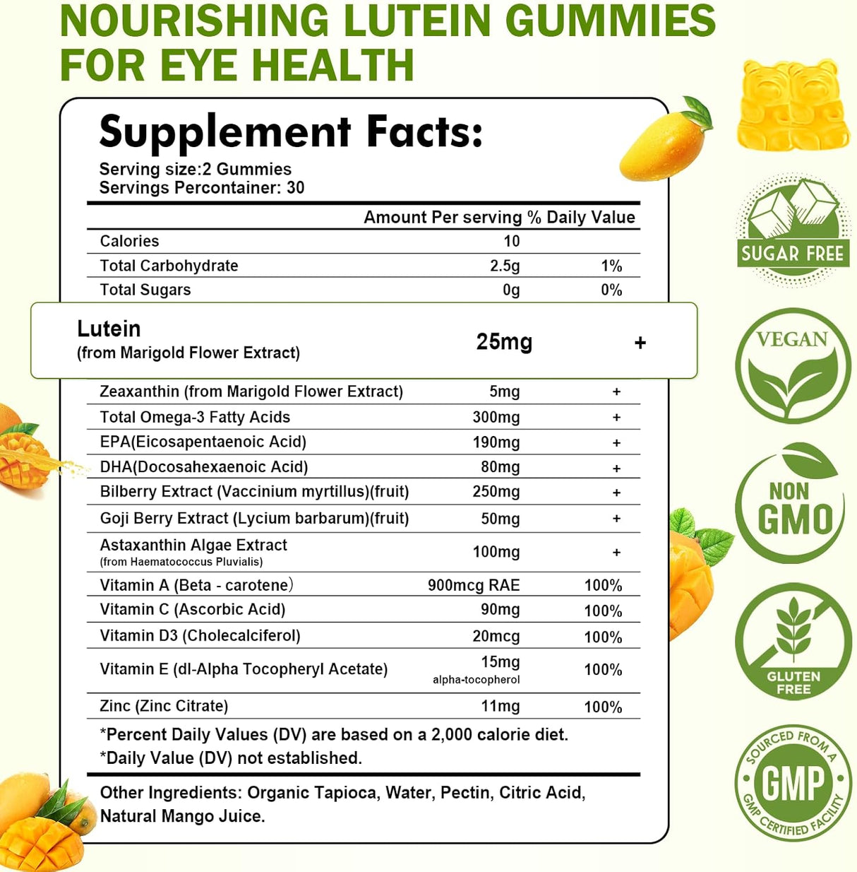 Gummies de Luteína con Zeaxantina y Omega-3, 60u