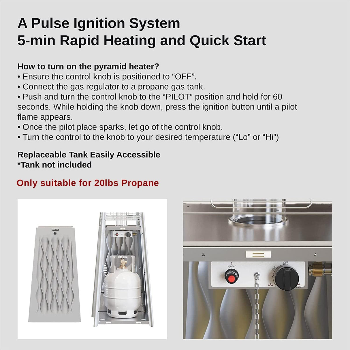 Calentador de patio de 48000 BTU de propano