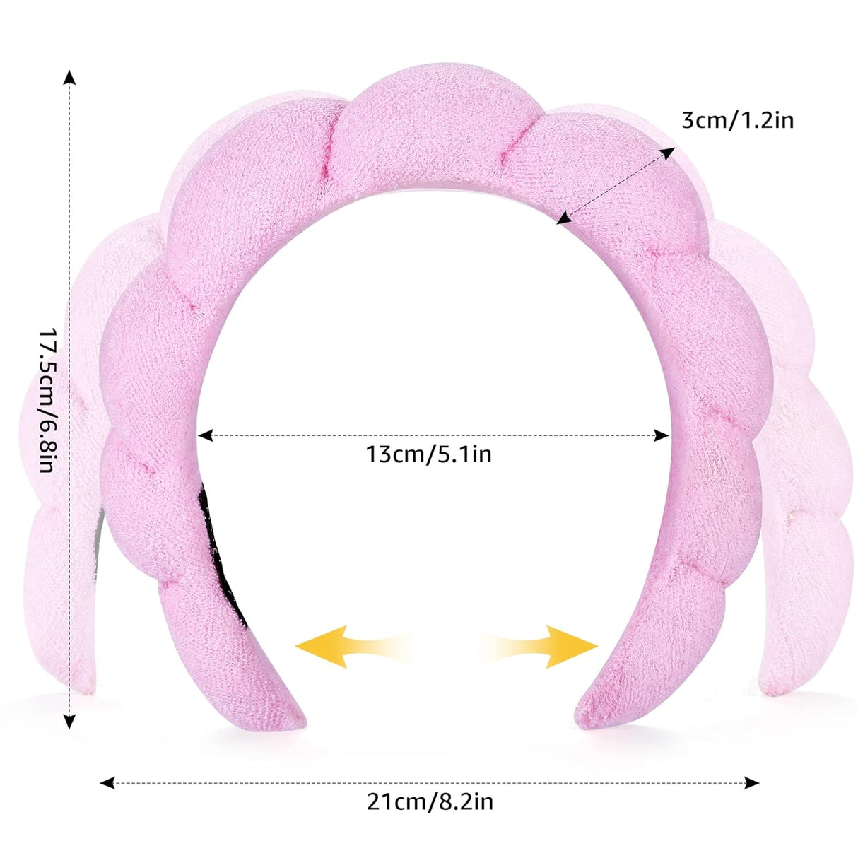 Diademas de spa para lavar la cara o el rostro rosa y negro