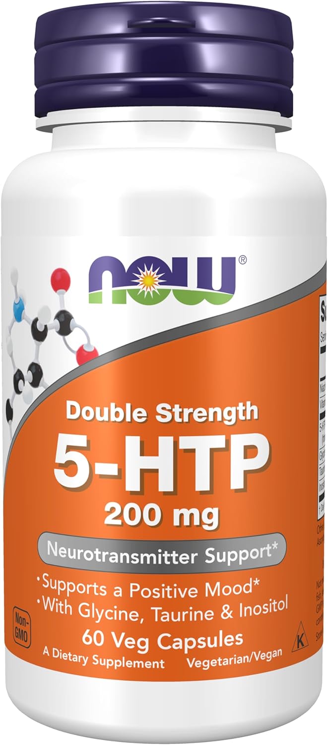 Suplemento 5-HTP 200 mg, NOW Foods, Doble Fuerza, 60 Veg Caps
