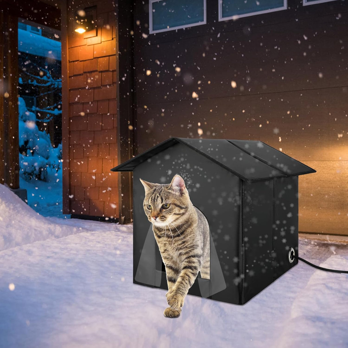 Casa Calentada para Gatos FHTONGE, Aislada y Plegable