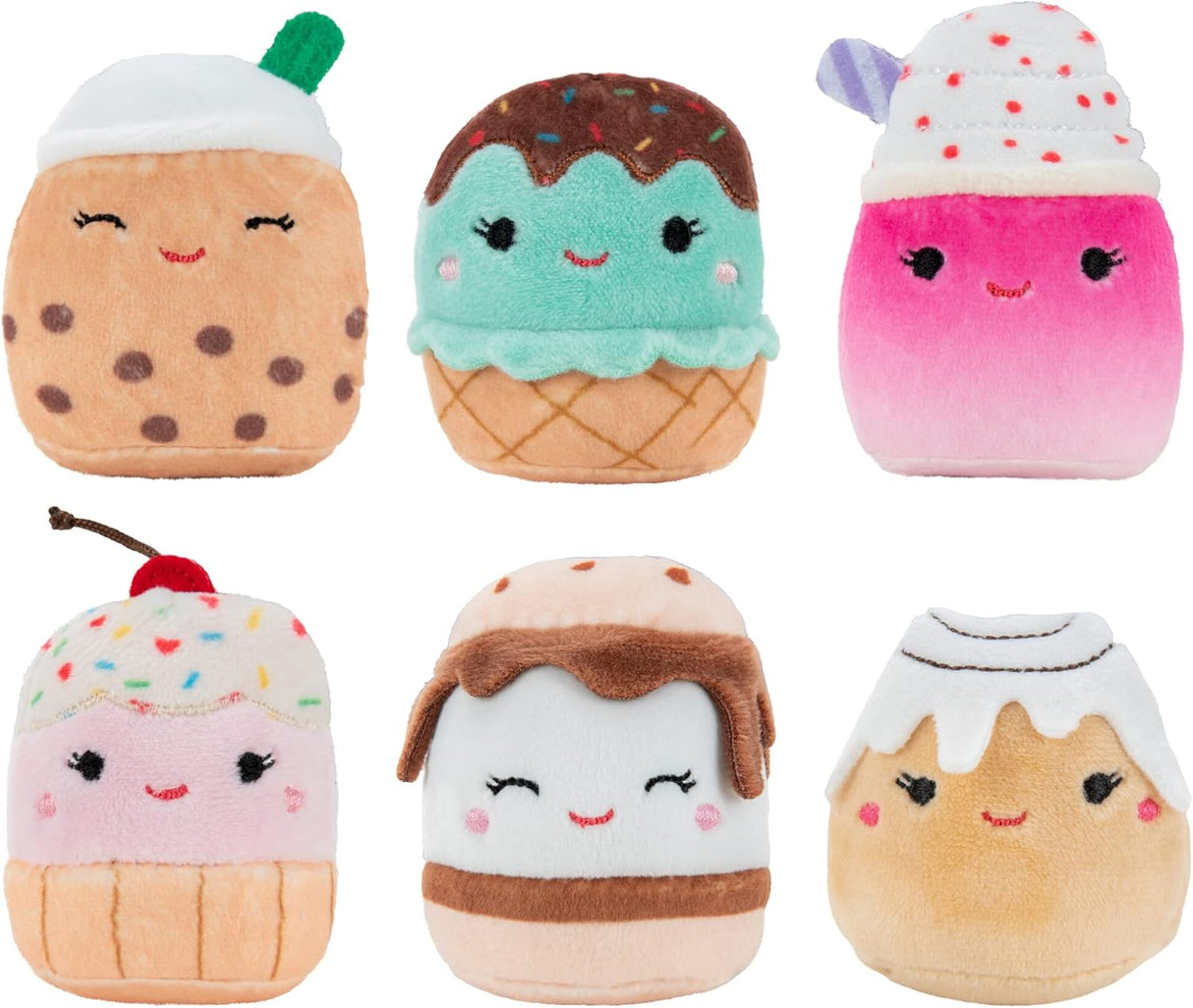Peluches Squishville Sweet Tooth Squad - Bernice, Chanel, Cinnamon, Carmelita, Maya y Clara