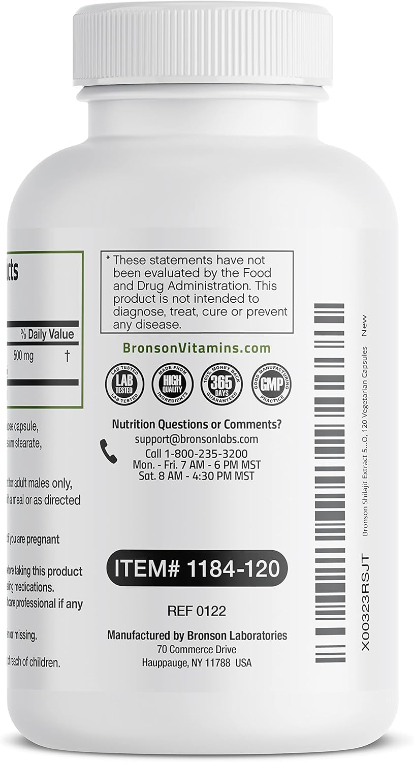 Suplemento Bronson Extracto de Shilajit de 500 mg 120 cáp